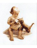 Набір для вишивання хрестиком Леді, Хлопчик і кошеня, 01063